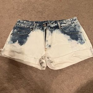 White Acid Wash Denim Shorts